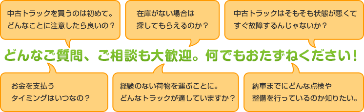 どんなご質問、ご相談も大歓迎。何でもおたずねください！